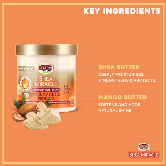 African Pride Shea Butter Miracle Bouncy Curls Pudding 15 Ounce Jar (4.1) - Picture 3 of 4